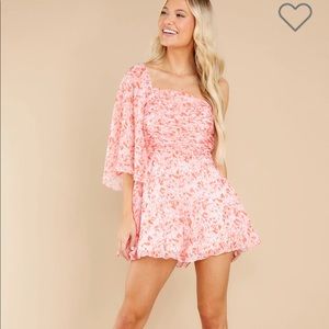 Light Pink Floral Print Romper